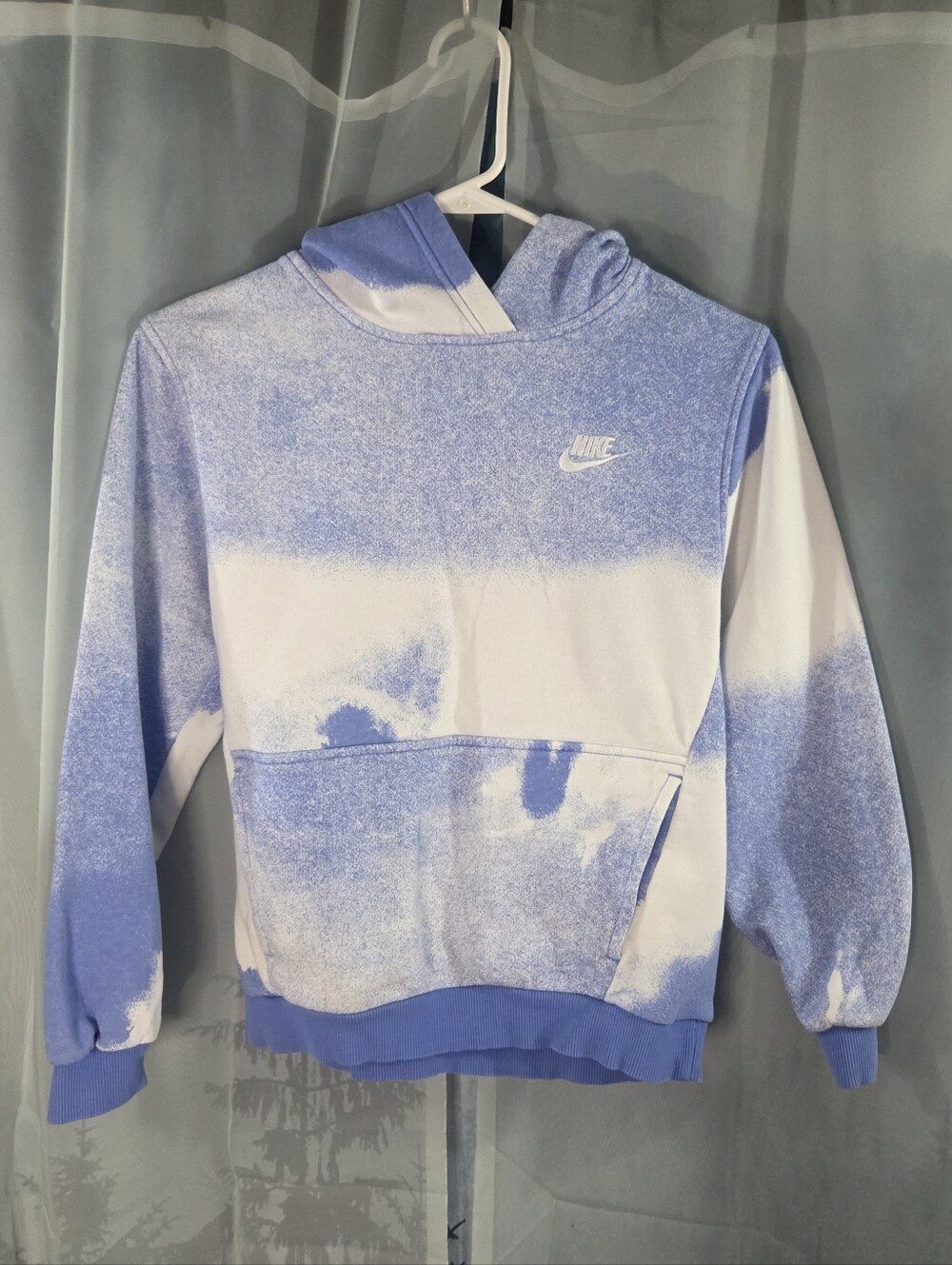 Nike Kids Blue and White Tie-Dye Hoodie Sweatshirt
